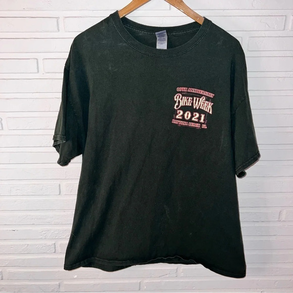 Army Green 2021 80th Anniversary Daytona Bike Week T Shirt, Men’s Extra Large - Picture 4 of 5